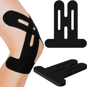 10-Pack Precut Kinesiotape Sports Tapes - Latex-Free, Waterproof, Hypoallergenic, Breathable Black Cotton Athletic Tape for Knee Support, Soreness Relief, Joint Stabilization pain relief pre cut