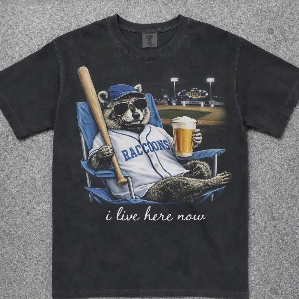 Comfort Colors® Racoon Funny Ballfield Dark Shirt Baseball Racoon Tshirt