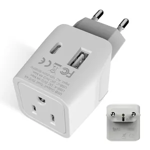 European, Egypt Travel Adapter Plug with USB-A + USB-C - Type C - 2 Pack (CTU-9C)