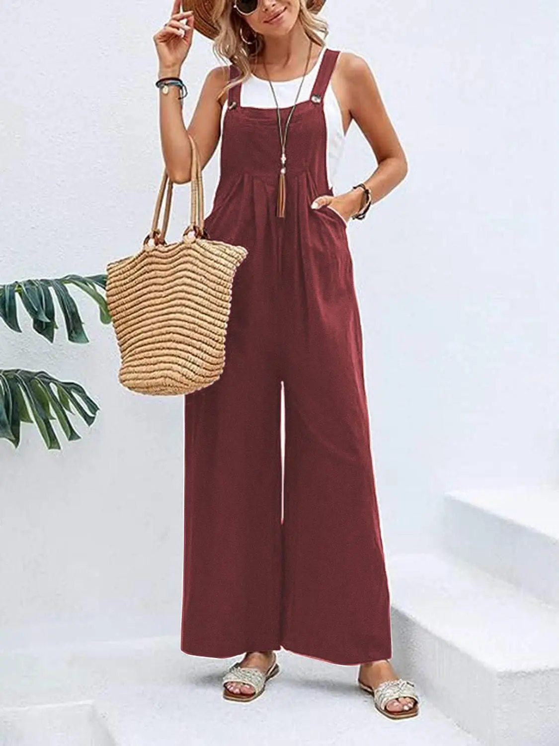 Full Size Wide Leg Overalls with Pockets Full Size Wide Leg Overalls with Pockets