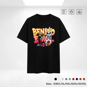 100% cotton black T-shirt, featuring the Bane 10and rabbit patterns. Suitable for daily wear. Withfun holiday patterns and elements of a touchdownin a rugby game. An excellent gift for a partner orfamily member. # Benito Bowl Festival Edition