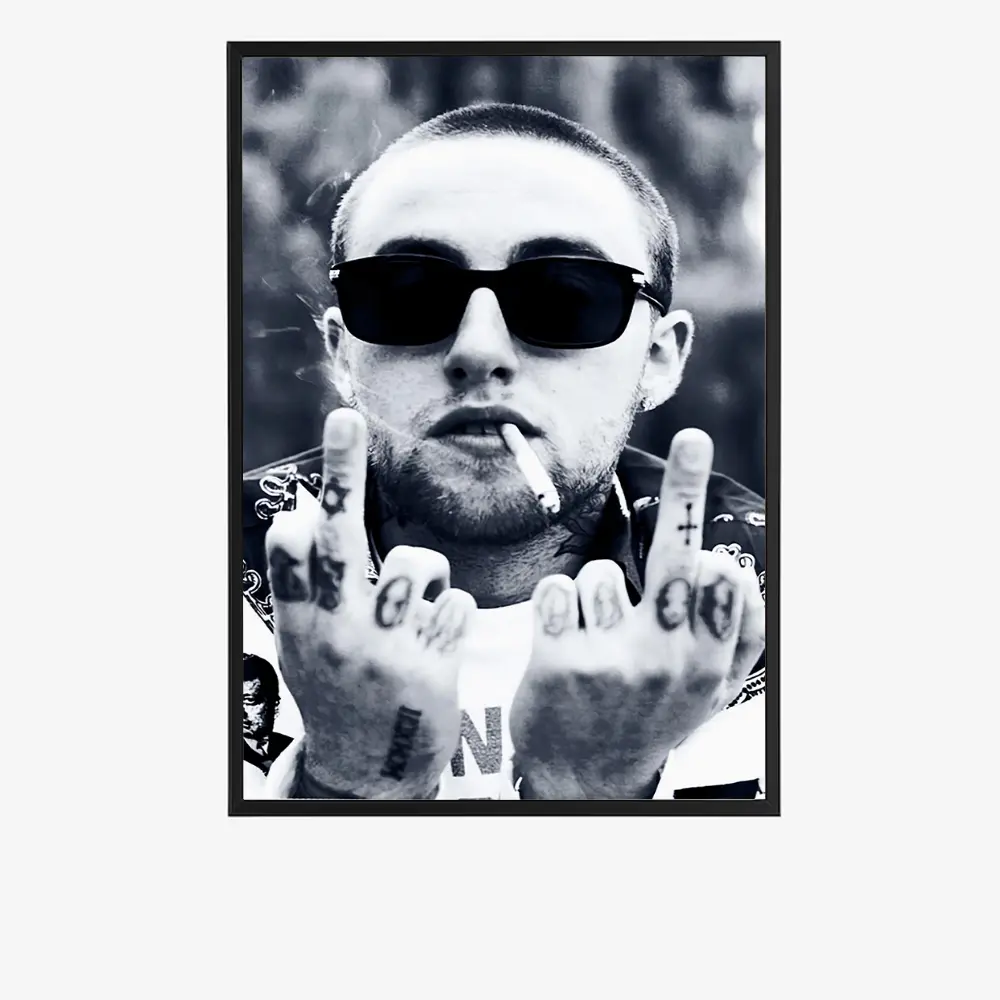 Rap Icon Smoking Art Print Poster - Bad Boy Hip Hop Plain Artwork, Museum-Grade Acid-Free Paper, Multi-Size Music Decor, Artistic Photo Decoration for Room Home Wall Art Supplies
