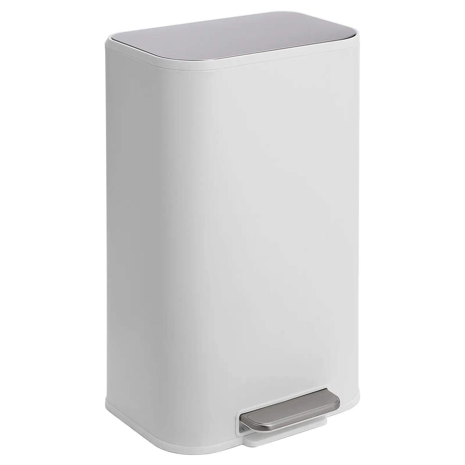 3.2/5.3/8 Gallon Stainless Steel Kitchen Trash Can with Soft Close Lid, Foot Pedal & Removable Inner Bucket - Slim Rectangular Step-on Garbage Can for Home, Office, Kitchen