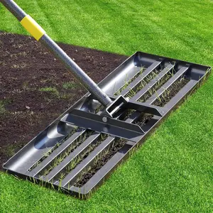 Lawn Leveling Rake - Heavy Duty 17"x10" /26"X10" Stainless Steel Leveler Plate,Reinforced Welds,Adjustable Handle, Anti -Flipping Smooth Round Edge,for Soil, Dirt,Ground,Golf,Backyard Top Dressing,Landscaping Garden Tool