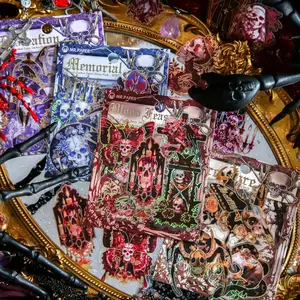 Halloween Themed Skull Sticker, 30 Sheets/bag PVC Foil Material Sticker Pack, DIY Decorative Sticker, DIY Decorative Sticker for Scrapbooking, Journaling, Gift Wrapping