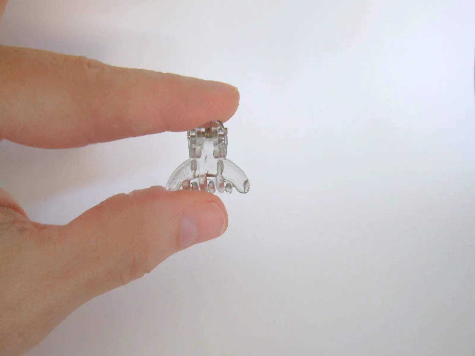 Extra tiny mini clear transparent peach gray hair claw clip for fine, thin hair
