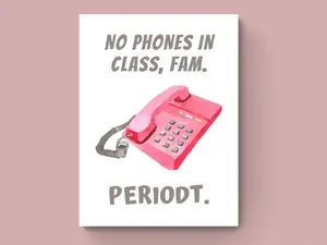 [SALE UP TO 50]5 SIZES-Funny Retro No Phones Sign-Classroom Rules Poster-sweatshir, High School-Humor Sign-Technology-Cellphone-Rules Sign