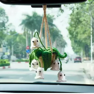 Crochet Ghost Lily of the Valley Plant Hanging, Crochet Halloween Plant, Car Mirror Hanging, Cute Car Decor, Halloween Gift Idea