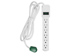 GoGreen Power 6 Outlet Surge Protector 6' Cord White (GG-16106MS)