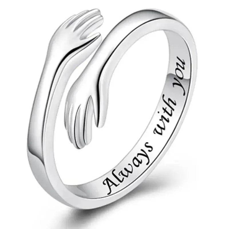 Hug Ring Says I Love You Forever! Open Rings for Women Hand Ring Jewelry Gift for Girl