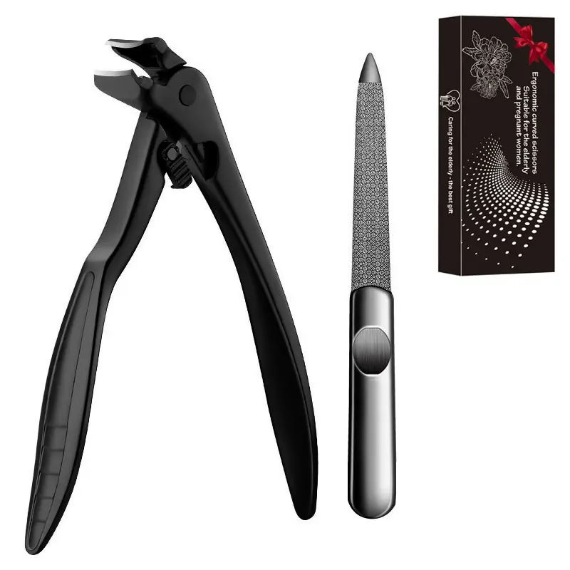 Curved Tip Nail Clipper with Extra Long Handle Ergonomic Design for Seniors Large Opening Sharp Durable Blade Steel Angled Nail Clipper,Ideal for Toenail Care