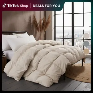 PEACENEST Natural Goose Down Comforter Ultra-Soft White Heavyweight Comforter for Winter Use Cozy Bedding Plush Deep Sleep