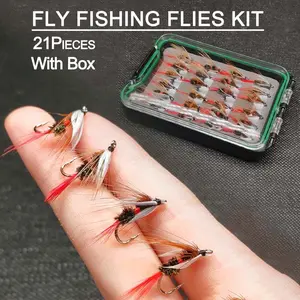 Fly Fishing Flies Bait Set | Red Royal WulffFly Dry Flies | 21Pcs-Hook Size #10| Trout Flies and Bass Flies | Fly Fishing Flies