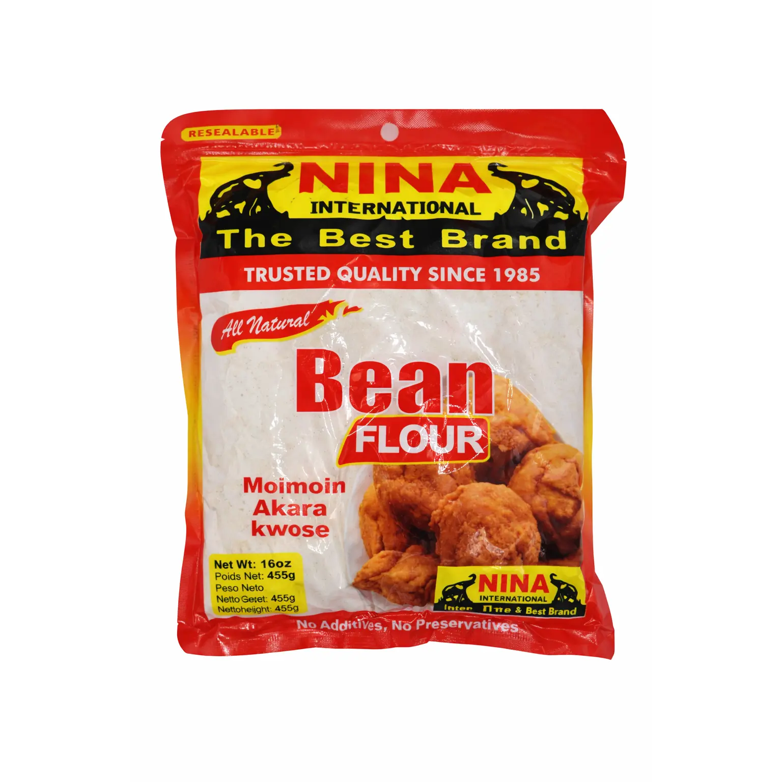 Nina International Dried Traditional Bean Flour - 16oz/455g Bag, Cupboard Staple, Nigerian Cuisine Essential for Moinmoin, Akara (Food & Beverages, Flour Category)