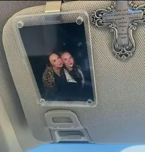 Magnetic Sun Visor Photo Frame – Clear Acrylic Wallet Size Picture Holder for Car | Scratch-Resistant & Strong Magnet | Great Gift for Driving Enthusiasts