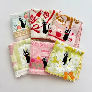 10“*10”  Beautiful Cat Hand Towel for Home Decor Bathroom as Mother's Day Gift for Anime Cat Lovers Cotton Decorative