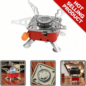 2800W Windproof Foldable Camping Stove – Piezo Ignition, Ultralight Portable Gas Cooker, Folds to 9.5cm for Backpacking Hiking & Outdoor Emergency