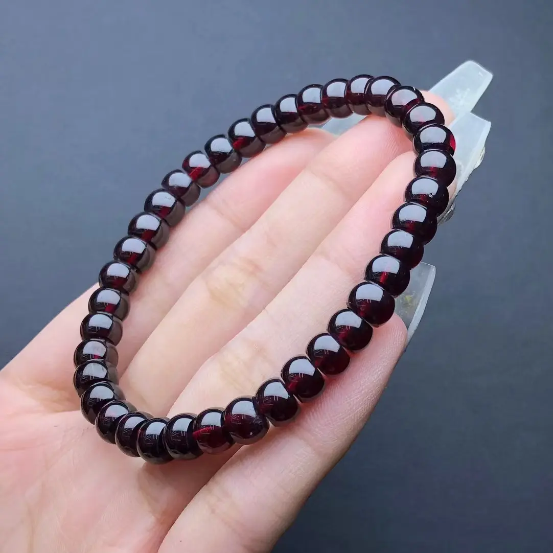 6mm Garnet Single Circle Crystal Bracelet Love Birthday Gift Souvenir Fashion Wear Color Matching