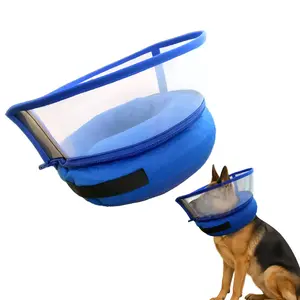 FurFitFun Inflatable Dog Cone Collar, Adjustable Size Velcro with Soft FurFitFun Padding Collar After Surgery for Small Medium Large Dogs to Stop Licking,Extra Enhanced Anti-Licking Guard Shield for Pets(Blue)