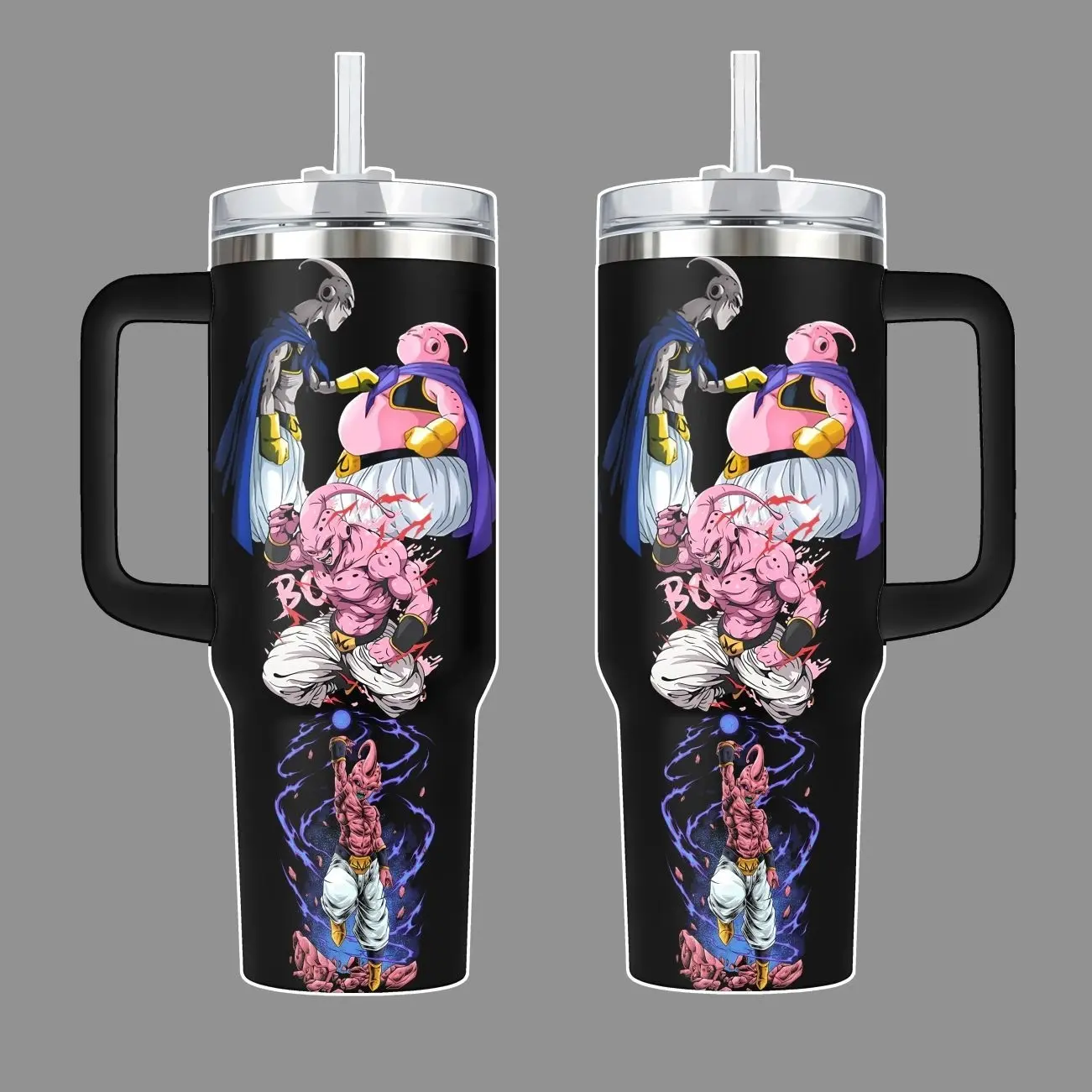 Majin Buu DragonB Anime Stainless Steel Tumbler 20oz 40oz with Handle & Straw | Chaos Absorption Saga Edition