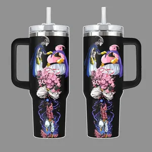 Majin Buu DragonB Anime Stainless Steel Tumbler 20oz 40oz with Handle & Straw | Chaos Absorption Saga Edition