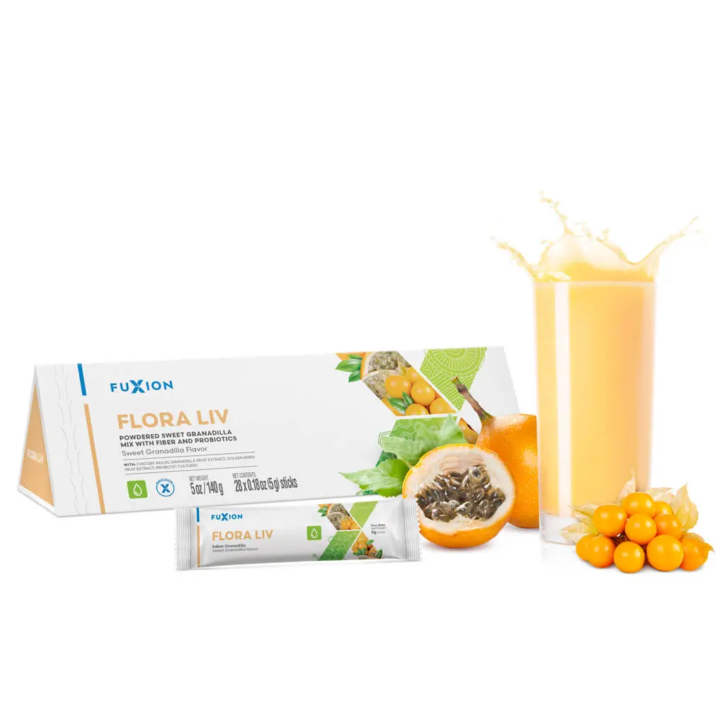 Fuxion Flora Liv Beverage Fruit - Natural Ingredients for Refreshing & Nutritious Drink - Perfect for Hydration & Well-being - Sweet Granadilla Flavor