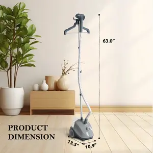 1500W Powerful Standing Garment Steamer, Professional Clothes Steamer with 1.7L Large Water Tank for 55 Min Continuous Steaming, Adjustable Height Hanger & Roll Wheels, Portable Fabric Steamer for Home, Travel & Commercial Use, Gray
