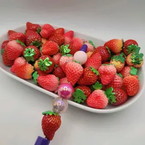 Strawberry Acrylic Beads – 20x25mm | Choose 5 or 10 Pieces | Cute Fruit Craft Beads beadable pens