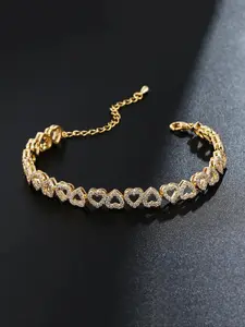 Heart Shaped Zirconia Decorated Bracelet, Elegant Jewelry Bracelet, Fashionable Jewelry for Women & Girls, Trendy All-match & Exquisite Jewelry for Birthday Gift