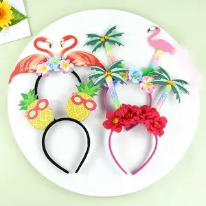 Hawaiian Party Headband Flamingo Pineapple Coconut Tree Tropical Beach Party Hair Accessories Aloha Luau Birthday Decoration New