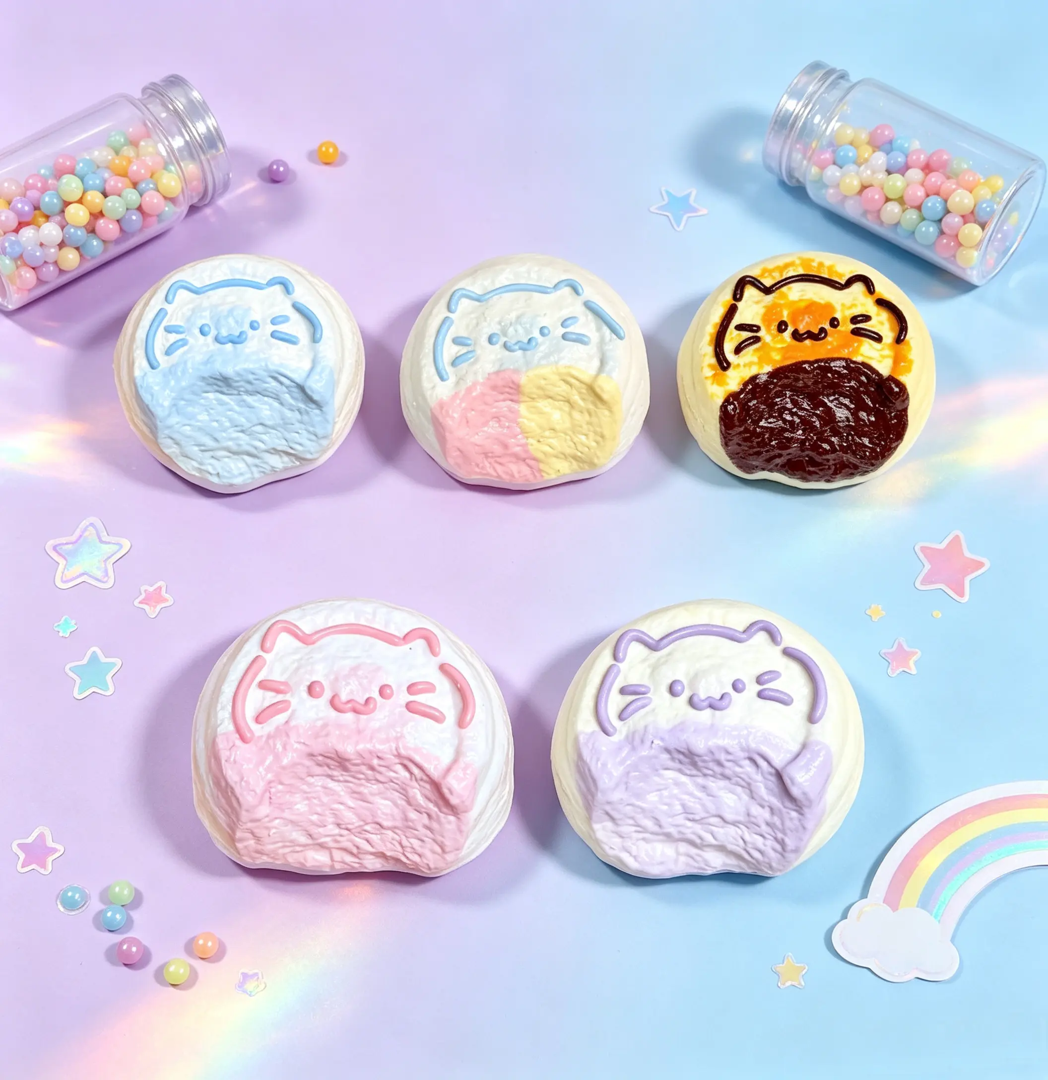 【Buy 3 Get 1 Free】Bite a Cat Series tabba squishies kidstoysFood-Grade Silicone Slow-Rising Rebound Squishy Fidget Toys for Stress Relief - Soft Squeeze Toys with Thick Creamy Slime Texture, Handmade Non-Toxic Sensory Toys