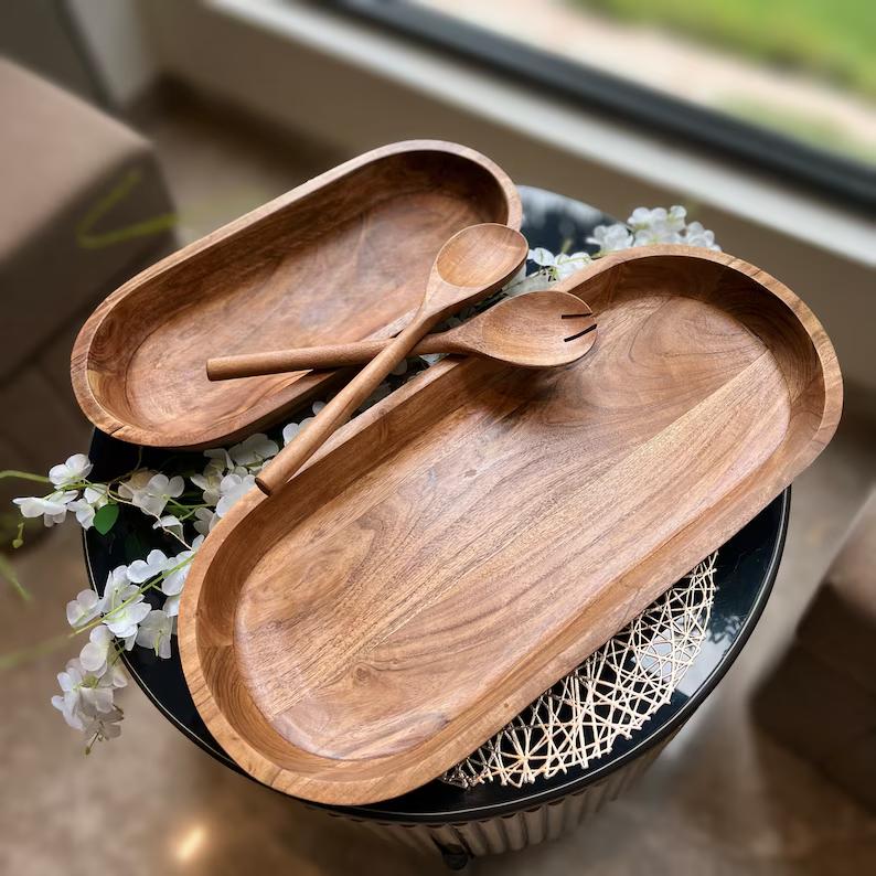 Handmade Hand Carved Extra Large Bread Bowl, Large Handmade Wood Dough Bowl, Farmhouse Decor Rustic Wood Bowl, Centerpieces for Dining Table