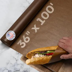 Brown Wet Wax Paper Roll 36" x 100' - USA-Made Moisture-Repellent Cooking Paper for Packing, Storing & Freezing - Heavy-Duty Food-Safe Wrapping Material for Meat, Cheese & Baked Goods by IDL Packaging