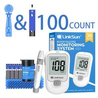 100 test strips, 100 lancets, 1 machine