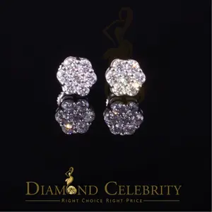 Diamond Celebrity’s Men’s/Womens 925 Silver White 0.50ct VVS ‘D’ Moissanite Floral Stud Earrings