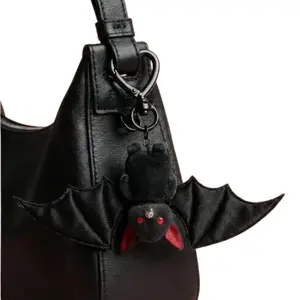 Cartoon Bat Plush Keychain, Gothic Style Bag Charm, Cute Red-Eyed Bat Key Ring, Unique & Stylish Accessory, Small Soft Keychain Gift, Decorative Key Charms-MM1