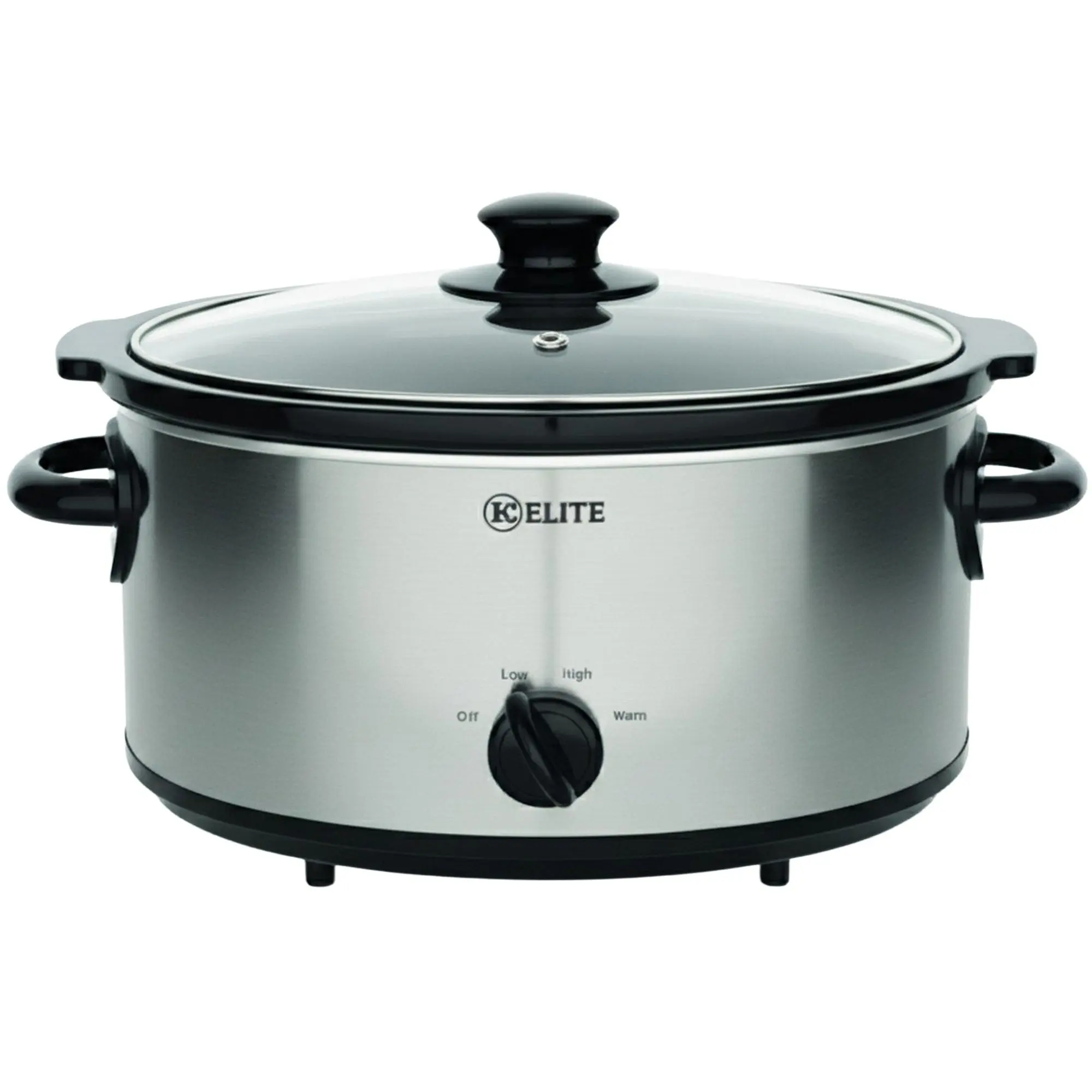 Kitchen Elite 5 Qt Slow Cooker, Stainless Steel Ceramic Crock Pot with Glass Lid