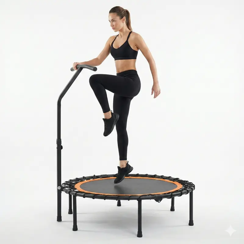 SAVEYOUR Round Folding Fitness Trampoline - Trampoline Indoor, Compact, Foldable, Sturdy Frame, Anti-Slip Foot Pads, Handle, Spring Covers for Home Workout, Indoor/Outdoor Use