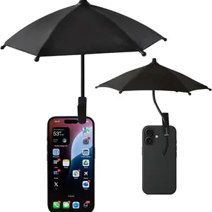 Mini Phone Umbrella with Clip Stand, Sunshade for Beach Pool Outdoor, Prevents Glare, Portable Smartphone Shade Protector