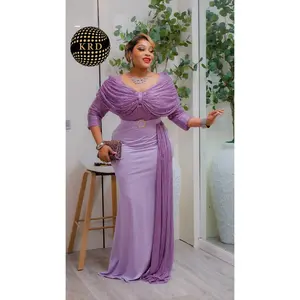 Elegant Sequined Draped Evening Gown – Lavender Luxe Edition