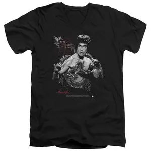 Bruce Lee The Dragon Black Shirts US Size, Crewneck Trend Tee, retro Menswear Top