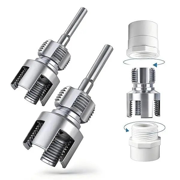2PCS Integrated Internal & External Pipe Threading Tool, 1/2" & 3/4" PVC Pipe Threader Kit, 2-in-1 Plastic & PVC Threading Tool, Pipe Threading Tool for PVC Pipes for Home Repair