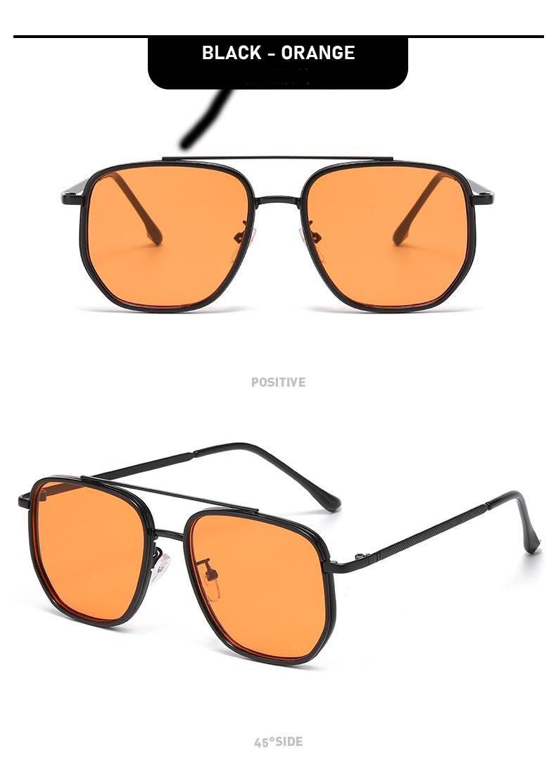 Sleek Double-Bridge Aviator Sunglasses - Textured Metal Frame with Angular Lenses, UV400 Protection Shades Perfect for Everyday Casual and Timeless Street Style