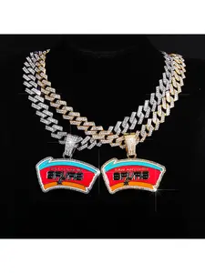 Alloy diamond pendant hip-hop Cuban chain necklace San Antonio Spurs men's fashion