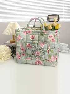 1pc Korean Style Contemporary Fabric Storage Basket | Portable Underwear Sundries Organizer, Printed Home Decor | for Kitchen Bathroom Bedroom Dorm Office, Home Organization and Storage Solution, Shelf Baskets