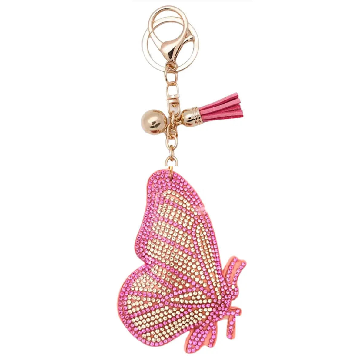 Pink Butterfly Profile Gold Hardware