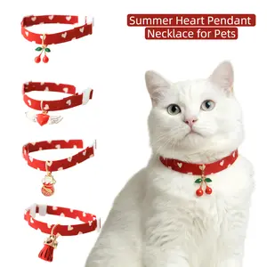 New Arrivals for Spring & Summer |   Cute & Exquisite Pet Necklace Love Cherry & Cartoon Pendants, Double-Layer Thickened, Lightweight & Comfortable. Suitable for Kittens & Puppies.Must-Have High-Value Accessory for Outdoor Walks.
