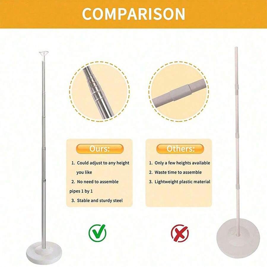 1/2/4 Set Balloon Column Stand Kit For Floor Set Balloon Arch Stands, Height Adjustable Balloon Tower Pillar With Bases Reusable Metal Telescopic Design For Graduation, Wedding,Birthday Party Decoration