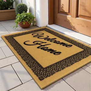 WELCOME - 24" × 36" - Coir Door Mat with Heavy Duty Backing - Welcome Mats for Entryway, Porch - Anti-Slip PVC & Coconut Fiber Surface - Natural Home Accessories, Minimalist Original Design