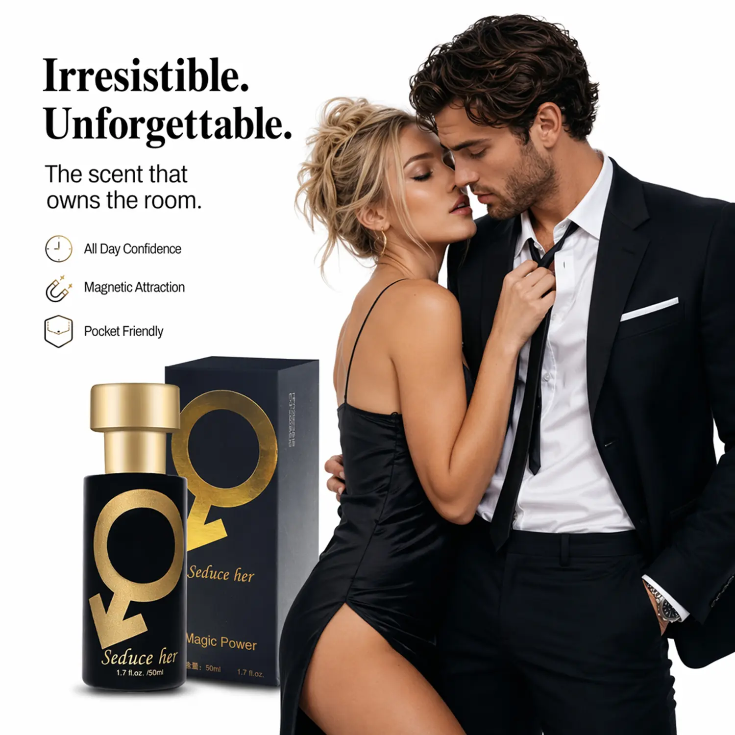 Men's Pheromone Perfume, Premium Pheromone Infused Formula, Long Lasting Woody and Fresh Scent, Specially Crafted to Leave a Captivating Impression, Perfect for Romantic Evenings, Ideal Valentine's Day Gift for Him 50ml
